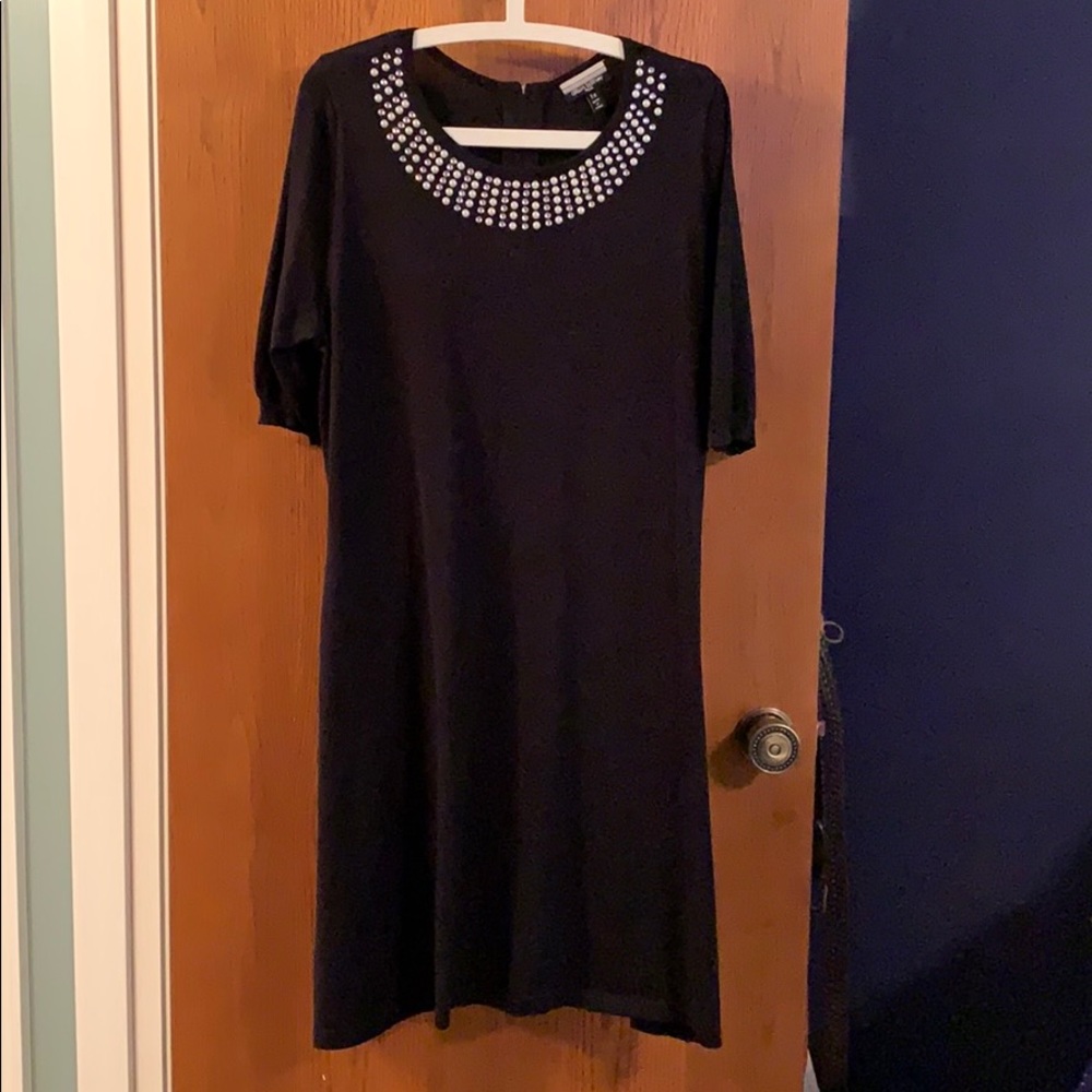 Black rayon and polyester knit dress